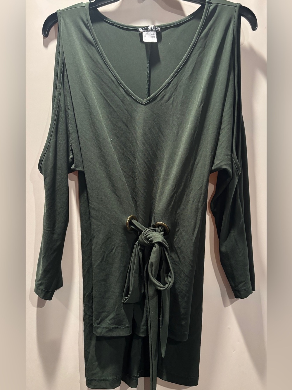 Lulus Olive Green Cold-Shoulder Tie-Front Tunic Size Medium